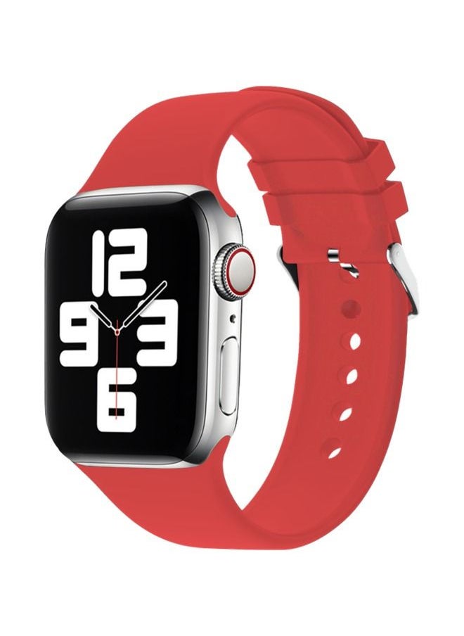 GREEN LION Green Lion Silicone Band with Buckle Watch Strap for Apple Watch 42/44/45MM - Bright Red 