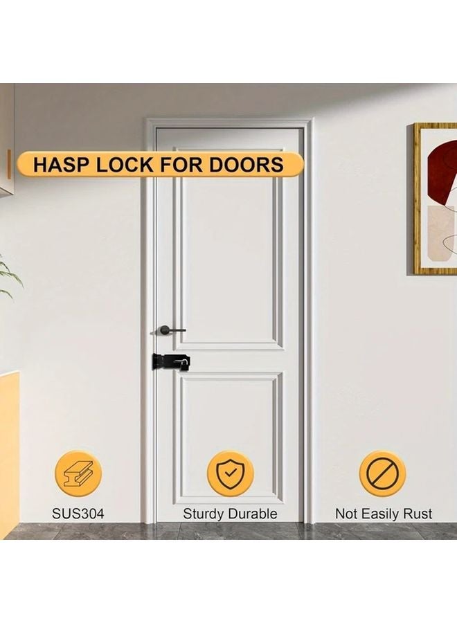 Black Stainless Steel Door Lock Hasp Latch With Key Security - Image 5