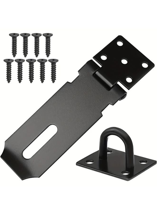 Black Stainless Steel Door Lock Hasp Latch With Key Security - Image 1