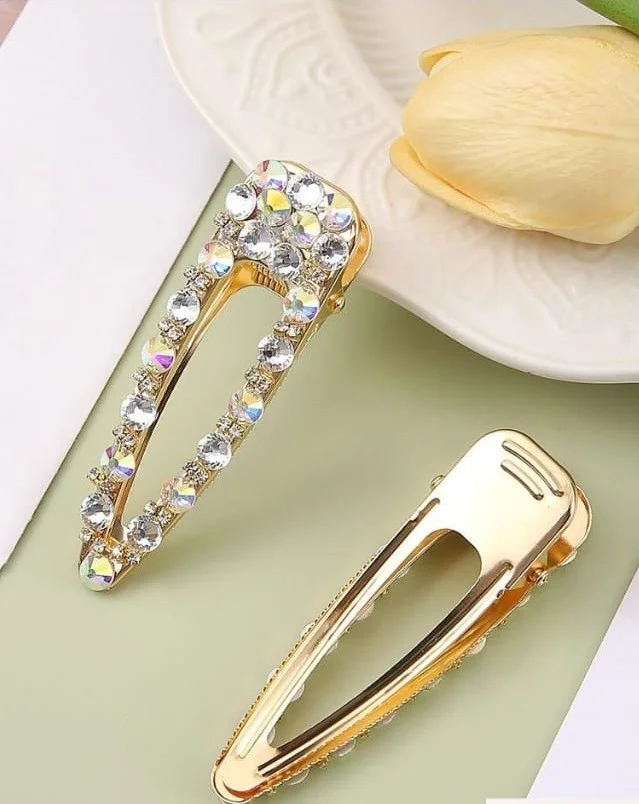 Efna Store 2-Pack Zircon Stone Gold Color Open Triangle Shaped Pin Buckle (2 Pieces)
