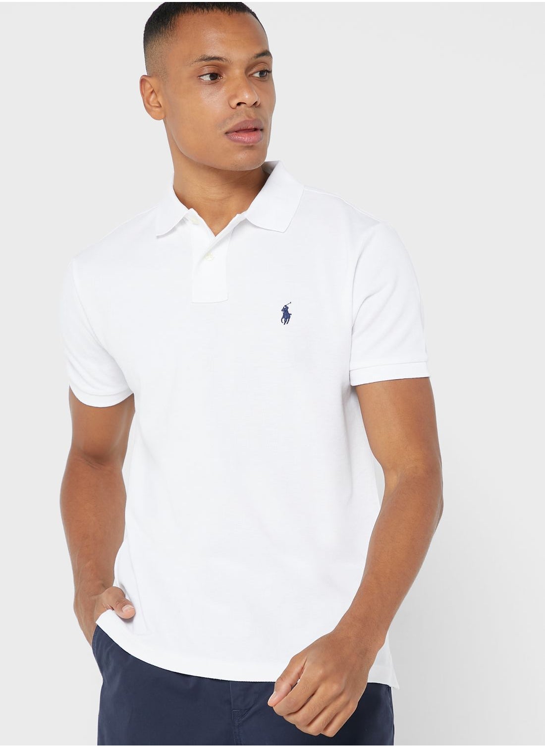 RALPH LAUREN MEN'S 710666998002 WHITE COTTON POLO SHIRT 