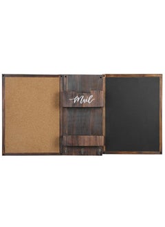 MyGift Rustic Burnt Wood Command Center Wall Organization Set With Chalkboard Bulletin Cork Board Mail Slot Caddy Tray And 3 Key Holder Hooks  - Image 5