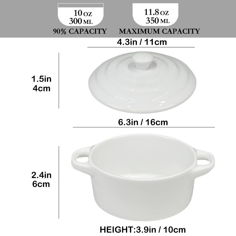 YALONG Mini Cocotte Set of 4, 15 oz Ceramic Mini Dutch Ovens with Lids and Handles, Small Casserole Dishes for Baking, SoufflÃ© and Baked Desserts, Oven Microwave Dishwasher Safe - Image 3