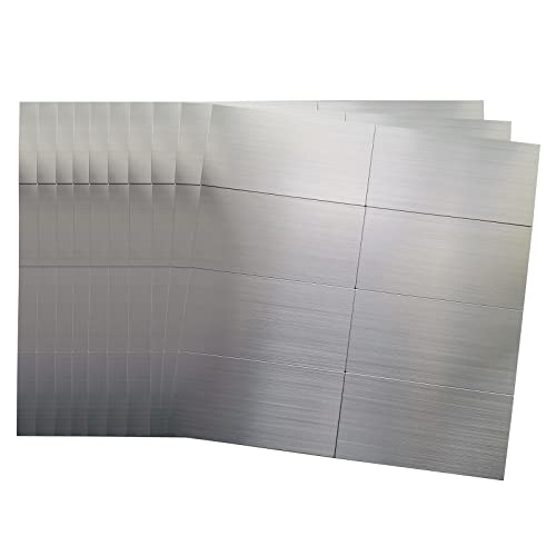 Crystiles 80-Pack 3"x6" Brushed Silver Aluminum Peel and Stick Tile Backsplash Panels (Brushed Aluminum) - Image 2