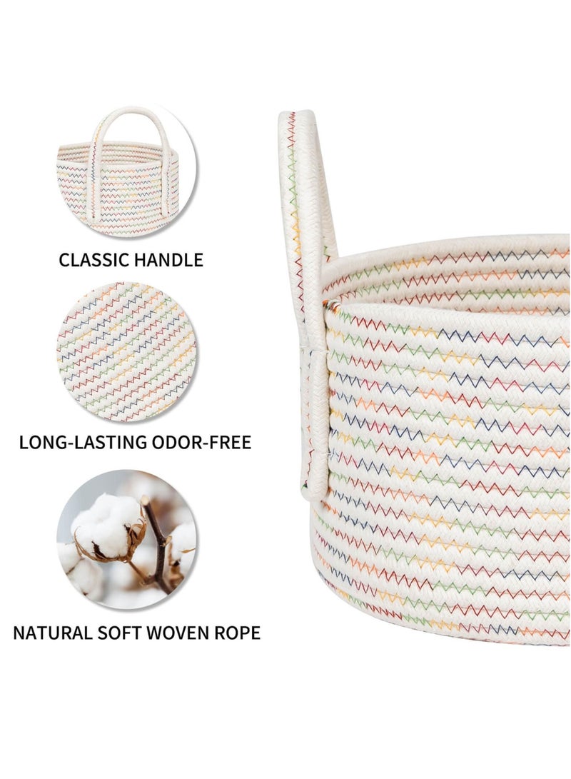 SYOSI Storage Baskets Cute Small Basket for Kids Soft Baby Girls Nursery Storage Baskets Cube Organizer Basket Bin Set 2 Woven Baskets for Shelves Home Decor 9.5x5.51 Stitches - Image 5