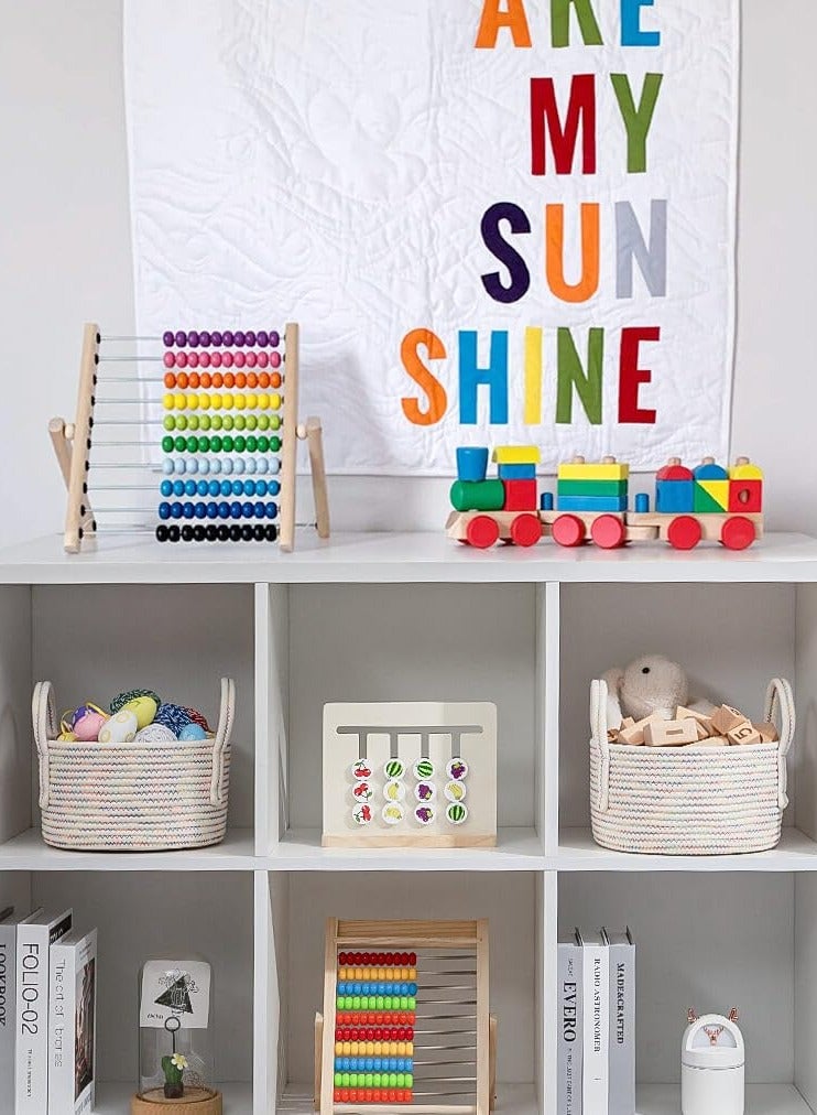SYOSI Storage Baskets Cute Small Basket for Kids Soft Baby Girls Nursery Storage Baskets Cube Organizer Basket Bin Set 2 Woven Baskets for Shelves Home Decor 9.5x5.51 Stitches - Image 4