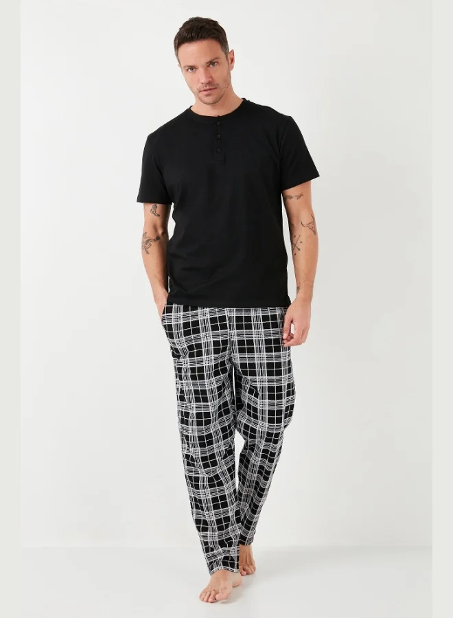 Buratti  Buratti Plaid Cotton Elastic Waist Regular Fit Short Sleeve Pajama Set Men's PAJAMAS SET 6572004 for Men | Best Price UAE