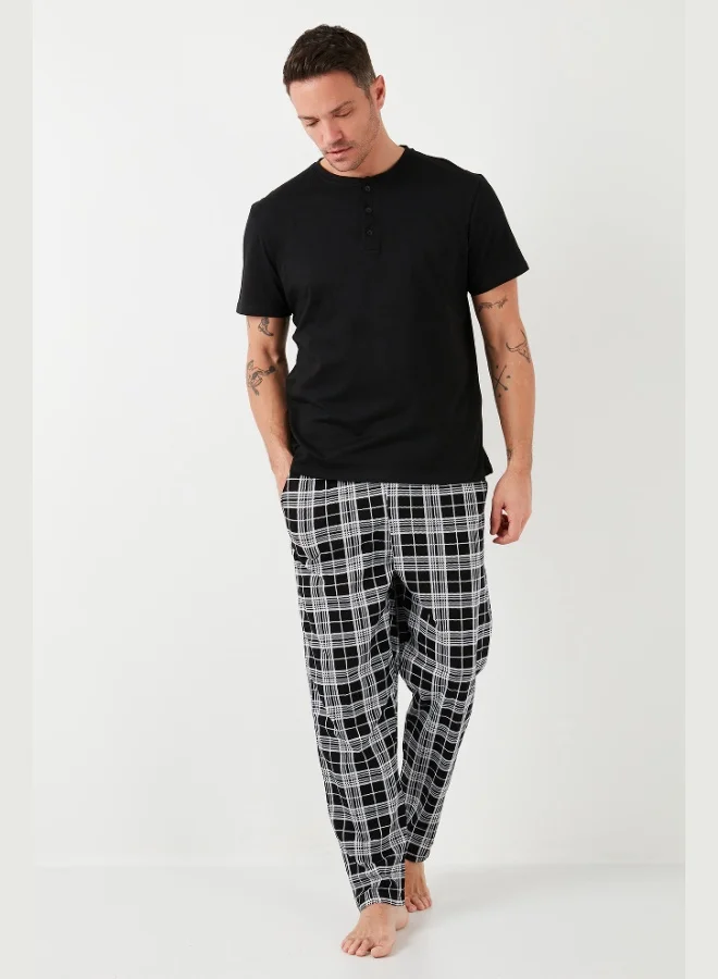 Buratti  Buratti Plaid Cotton Elastic Waist Regular Fit Short Sleeve Pajama Set Men's PAJAMAS SET 6572004 for Men | Best Price UAE