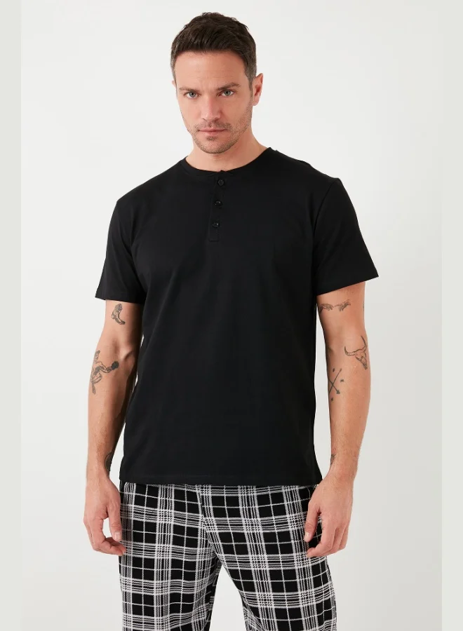 Buratti  Buratti Plaid Cotton Elastic Waist Regular Fit Short Sleeve Pajama Set Men's PAJAMAS SET 6572004 for Men | Best Price UAE