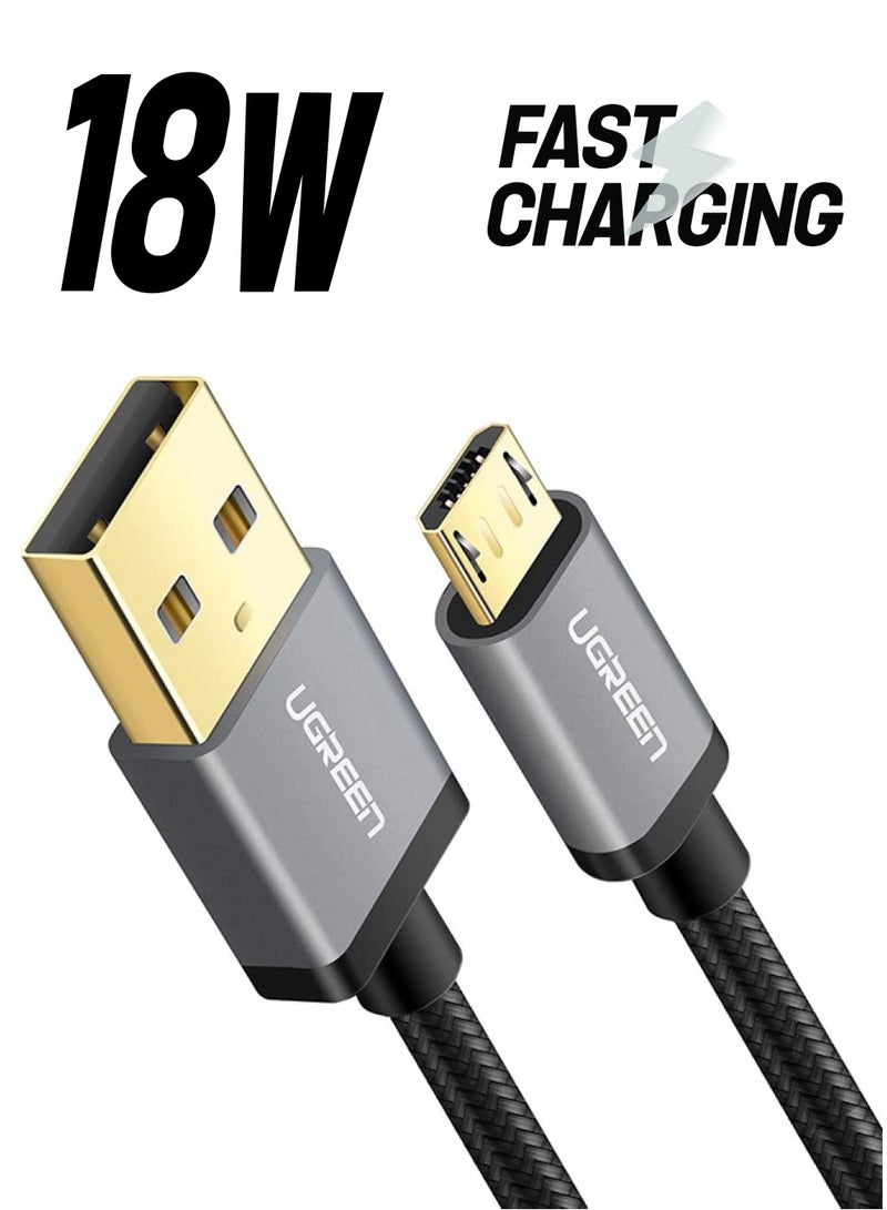 يو جرين كابل من USB2.0 إلى مايكرو USB2.0 بطول مترين مغلف بالنايلون المضفور للشحن السريع لأجهزة أندرويد، وهو متوافق مع نوت ونيكسوس ونوكيا وبلايستيشن 4 - Image 1