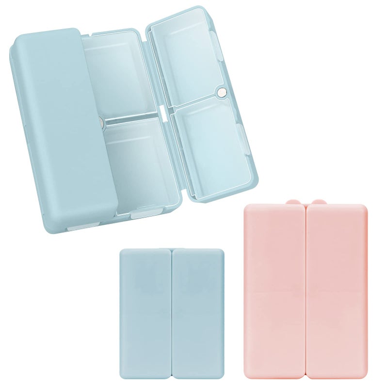 FYY 2 Pcs Daily Pill Organizer, 7 Compartments Portable Pill Case Travel Pill Organizer,[Folding Design] Pill Box for Purse Pocket to Hold Vitamins,Cod Liver Oil,Supplements and Medication-Navy+Pink - Image 1