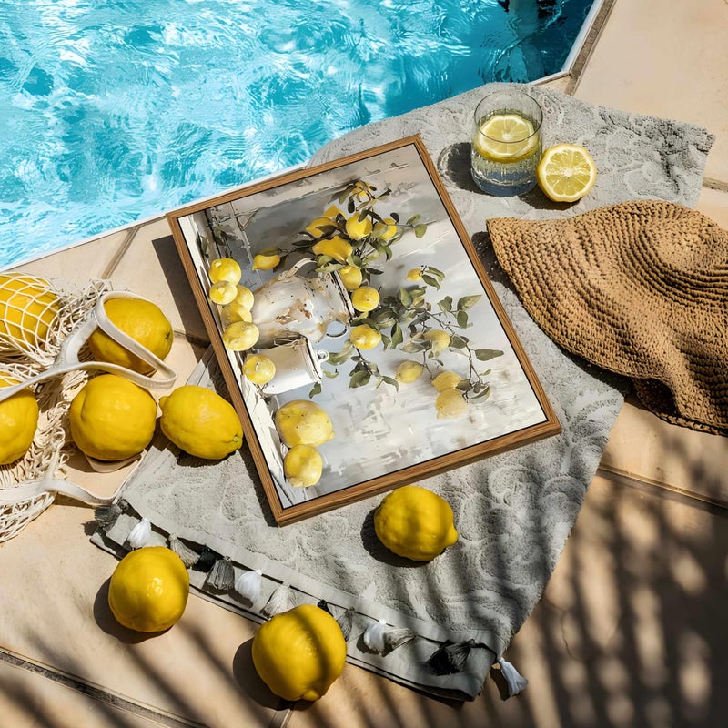 AKWISH Framed Lemon Kitchen Wall Decor for Dining Room - Vintage Mustard French's Yellow Lemon Kitchen Wall Art, Rustic Oil Paintings Posters Prints for Bathroom Living Room Bedroom 12x16 inch - Image 4