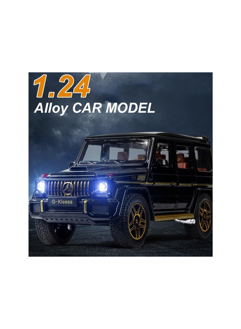 سيارة مرسيدس G63 Amg سوداء رائعة بمقياس 1/24، سيارة لعبة من سبائك الزنك مع صوت وإضاءة، مناسبة للأطفال الأولاد والبنات كهدية - Image 4