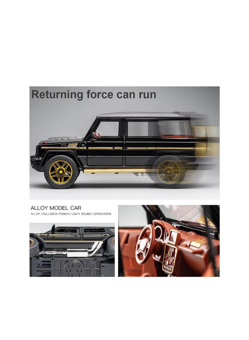 سيارة مرسيدس G63 Amg سوداء رائعة بمقياس 1/24، سيارة لعبة من سبائك الزنك مع صوت وإضاءة، مناسبة للأطفال الأولاد والبنات كهدية - Image 5