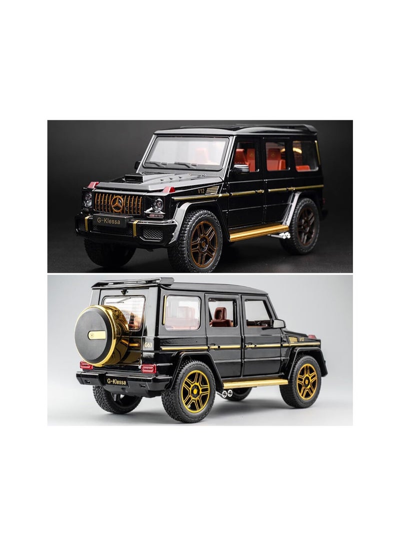 سيارة مرسيدس G63 Amg سوداء رائعة بمقياس 1/24، سيارة لعبة من سبائك الزنك مع صوت وإضاءة، مناسبة للأطفال الأولاد والبنات كهدية - Image 3