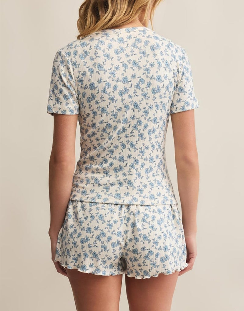 Lacozy Soft Pajama Sets for Women 2 Piece Cute Flower Summer Pjs Set Button Top and Shorts Y2K Pj Sleep Set L - Image 4