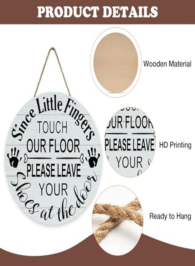 Bolisom Please Remove Your Shoes Door Sign, Farmhouse Shoes off Wood Front Hanger Outdoor Outside Porch House Decor, No Shoes Rustic Wooden Wreath Indoor Wall Home Hanging Decoration - Image 4
