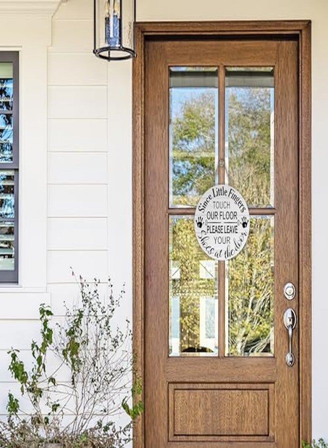 Bolisom Please Remove Your Shoes Door Sign, Farmhouse Shoes off Wood Front Hanger Outdoor Outside Porch House Decor, No Shoes Rustic Wooden Wreath Indoor Wall Home Hanging Decoration - Image 5