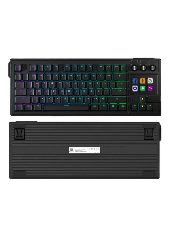 MiraBox Mechanical Keyboard K1PRO – Custom Programmable Knob & Button Functions, RGB Backlit LCD AI Keyboard, 78 Keys, Ergonomic Gasket Structure, 1000Hz High-Speed USB 3.0/2.0, Ideal for Gaming & Office(Black) - Image 1