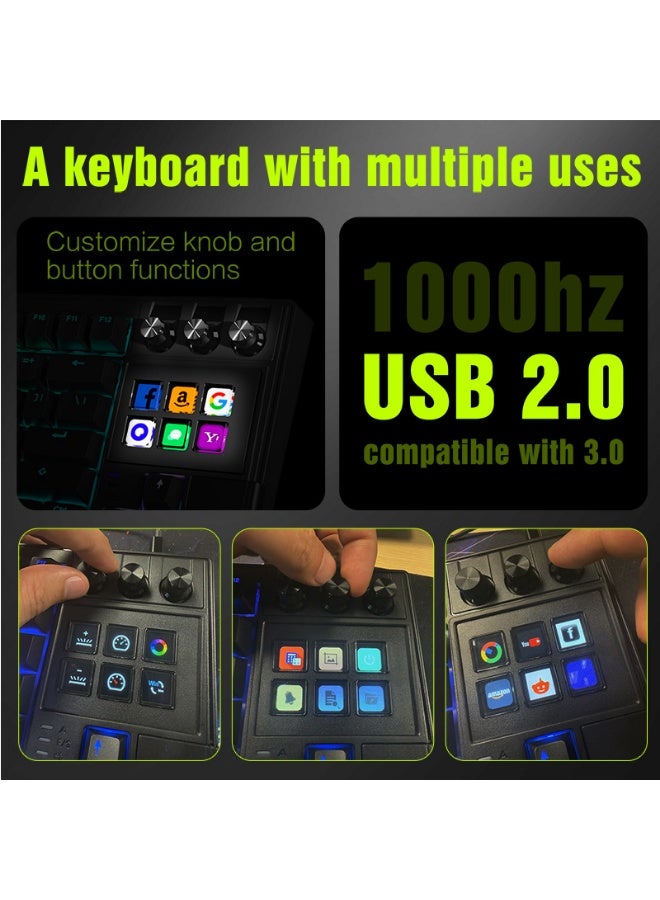 MiraBox Mechanical Keyboard K1PRO – Custom Programmable Knob & Button Functions, RGB Backlit LCD AI Keyboard, 78 Keys, Ergonomic Gasket Structure, 1000Hz High-Speed USB 3.0/2.0, Ideal for Gaming & Office(Black) - Image 4