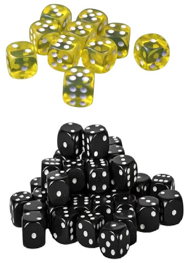 SANKET Six Sided 16mm Multicolour Transparent Yellow & Black Colour Combination Dice for Parties, Fun, Indoor Games, (2 Colour Combination Dice Set) Pack of 8pcs - Image 1