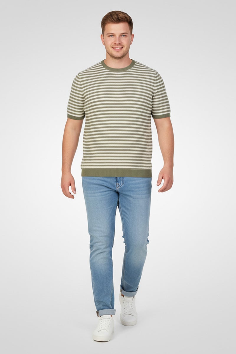 Threadbare Men Crew Neck Short Sleeve Stripe T-Shirt, Multicolor - Image 1