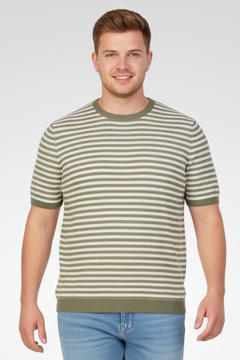 Threadbare Men Crew Neck Short Sleeve Stripe T-Shirt, Multicolor - Image 1