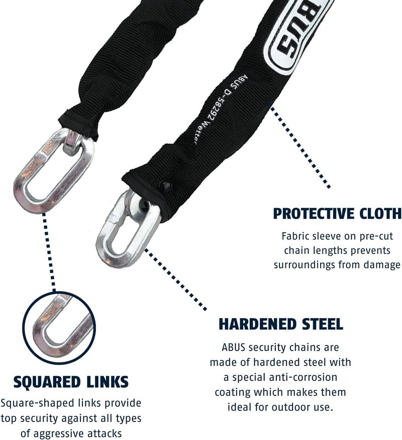 Abus Hardened Steel 8KS/16 Thick Square Security Chain for Bikes, Containers, Trailers, ATV's, Motorcycles and Personal/Industrial Property (2') - Image 2
