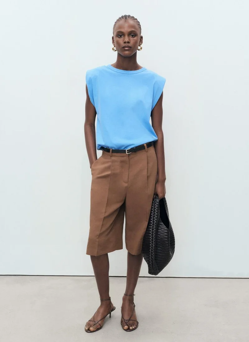 MANGO Short-Sleeved T-Shirt With Shoulder Pads