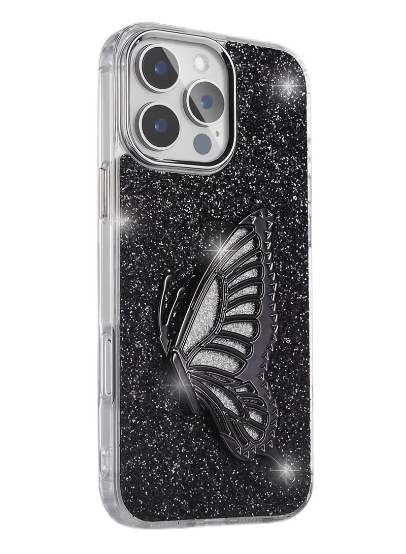 JSJM Phone Case for iPhone 15 Pro iPhone Case with Stand Slim Phone Cover Black - Image 1