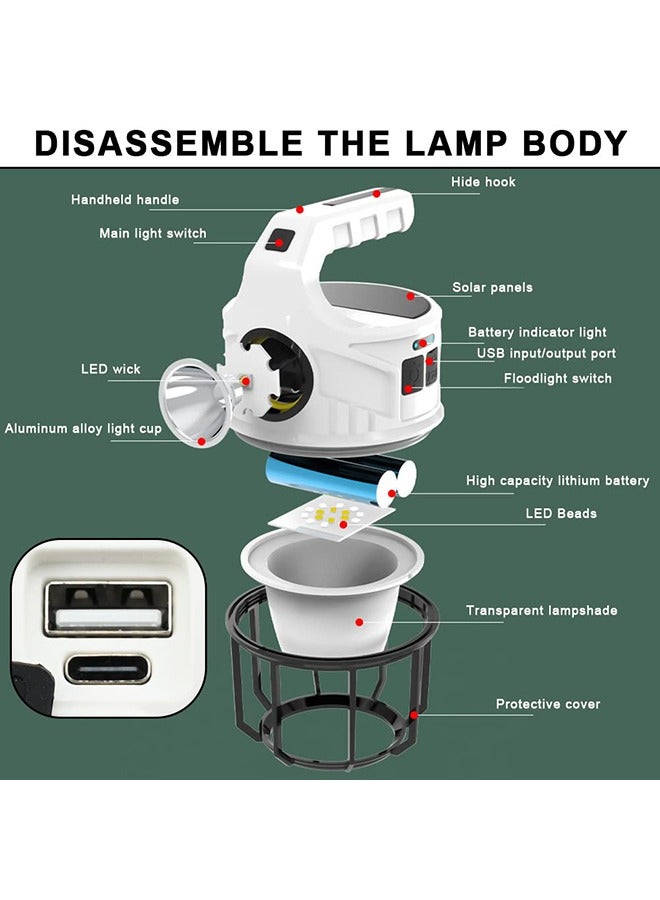 Solar Camping Lamp LED Camping Lantern Tent Light USB Rechargeable Camping Lights Emergency Lantern 3 Modes Waterproof Outdoor Lantern for Camping Hiking - Image 3