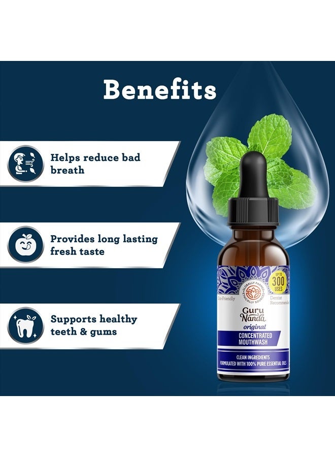 GuruNanda Concentrated Mouthwash (2 fl oz), Fluoride-Free, Mint Mouthwash with Natural Essential Oils, Supports 300 Rinses, Aids in Fresh Breath  - Image 3