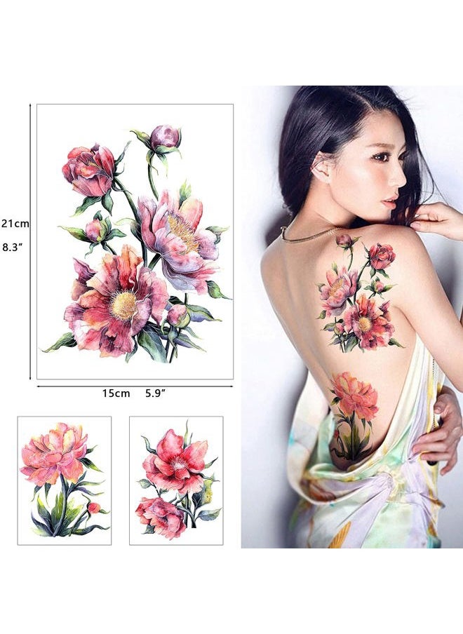 Glaryyears - Glaryyears Large Vivid Flower Temporary Tattoos for Women, 9-Pack White Ink Bright Vein Realistic Fake Tattoo Stickers, Perfect on Body Arm Thigh Waist or Rock Art Tumblers Glass - Image 1