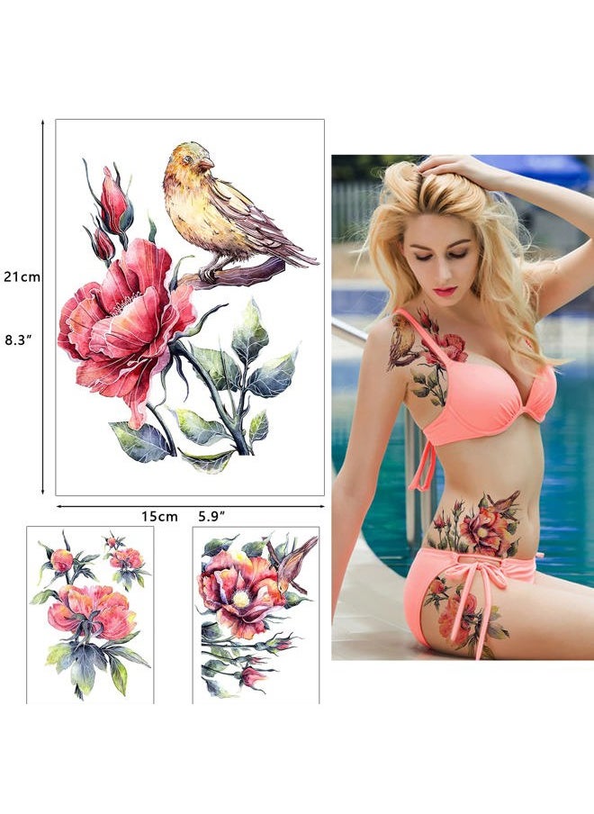 Glaryyears - Glaryyears Large Vivid Flower Temporary Tattoos for Women, 9-Pack White Ink Bright Vein Realistic Fake Tattoo Stickers, Perfect on Body Arm Thigh Waist or Rock Art Tumblers Glass - Image 1