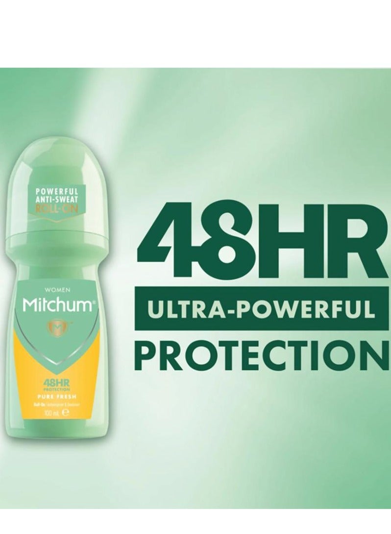 ميتشوم مزيل عرق رول اون بيور فريش للنساء، حماية متقدمة تدوم 48 ساعة، 100 مل - Image 2