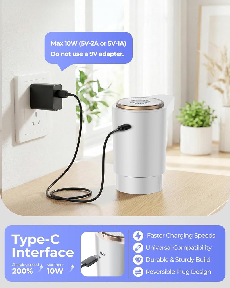 مضخة زجاجة المياه، مضخة موزع مياه كهربائية محمولة لزجاجات سعة 5 جالون - شحن USB، مفتاح أوتوماتيكي، بطارية قابلة لإعادة الشحن للمطبخ المنزلي، الغرفة، التخييم، اللون الأبيض - Image 4