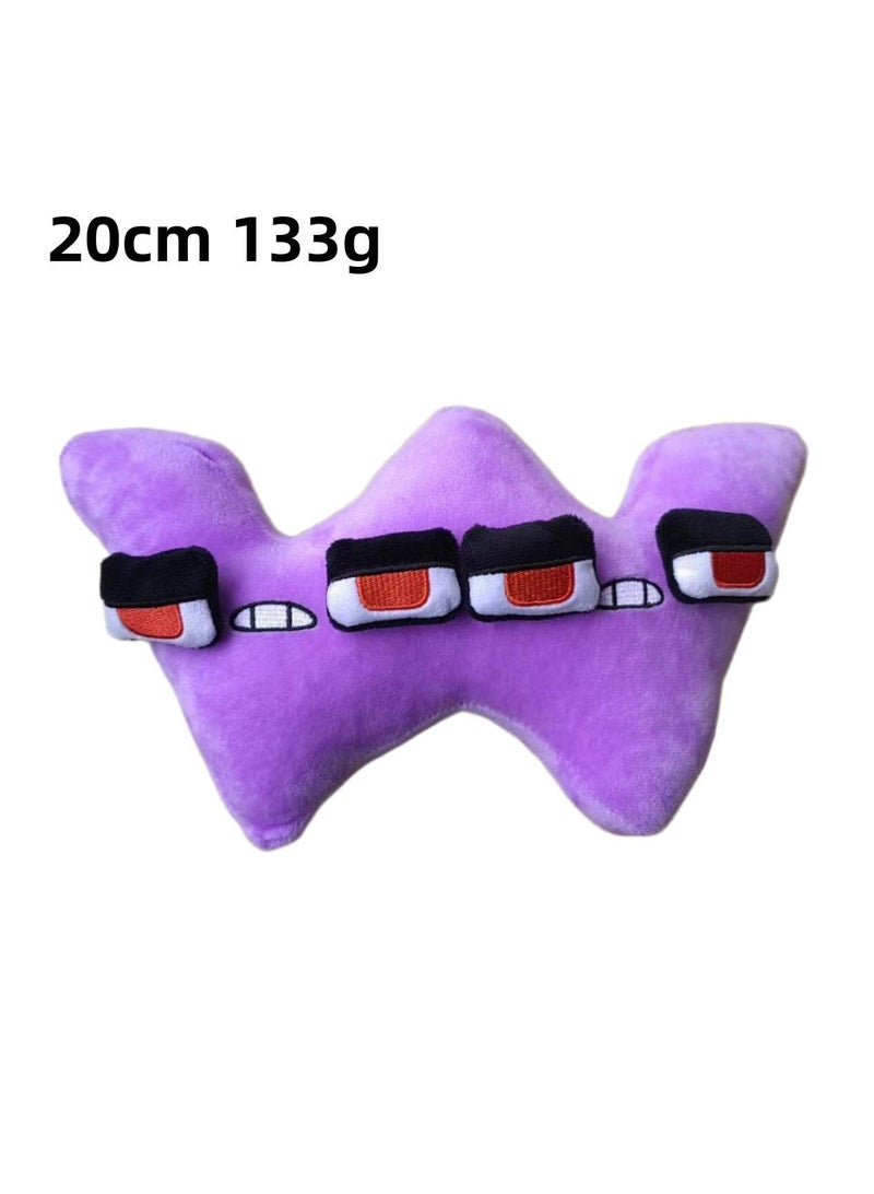 1-Pieces Alphabet Doll Funny Emojis Cotton Number Plush Toy Purple-W 