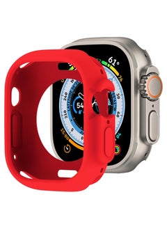 Compatible with Apple Watch Case Ultra 2 / Ultra 49mm Soft Flexible TPU Thin Lightweight Protective Bumper for iWatch [No Screen] - red
