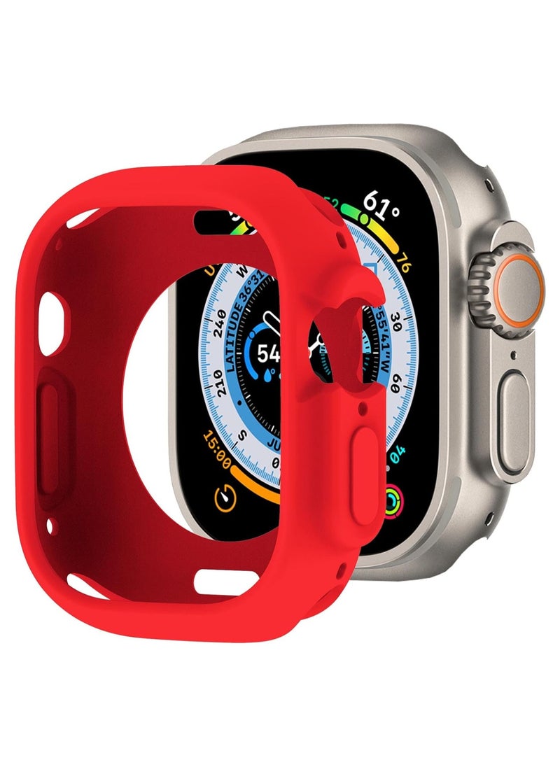 FARROBIZZ - Compatible with Apple Watch Case Ultra 2 / Ultra 49mm Soft Flexible TPU Thin Lightweight Protective Bumper for iWatch [No Screen] - red - Image 1