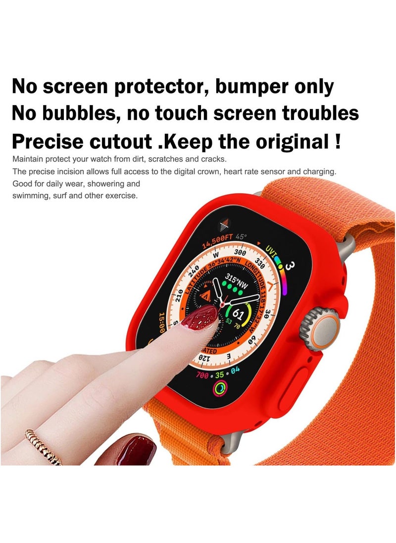 FARROBIZZ - Compatible with Apple Watch Case Ultra 2 / Ultra 49mm Soft Flexible TPU Thin Lightweight Protective Bumper for iWatch [No Screen] - red - Image 1