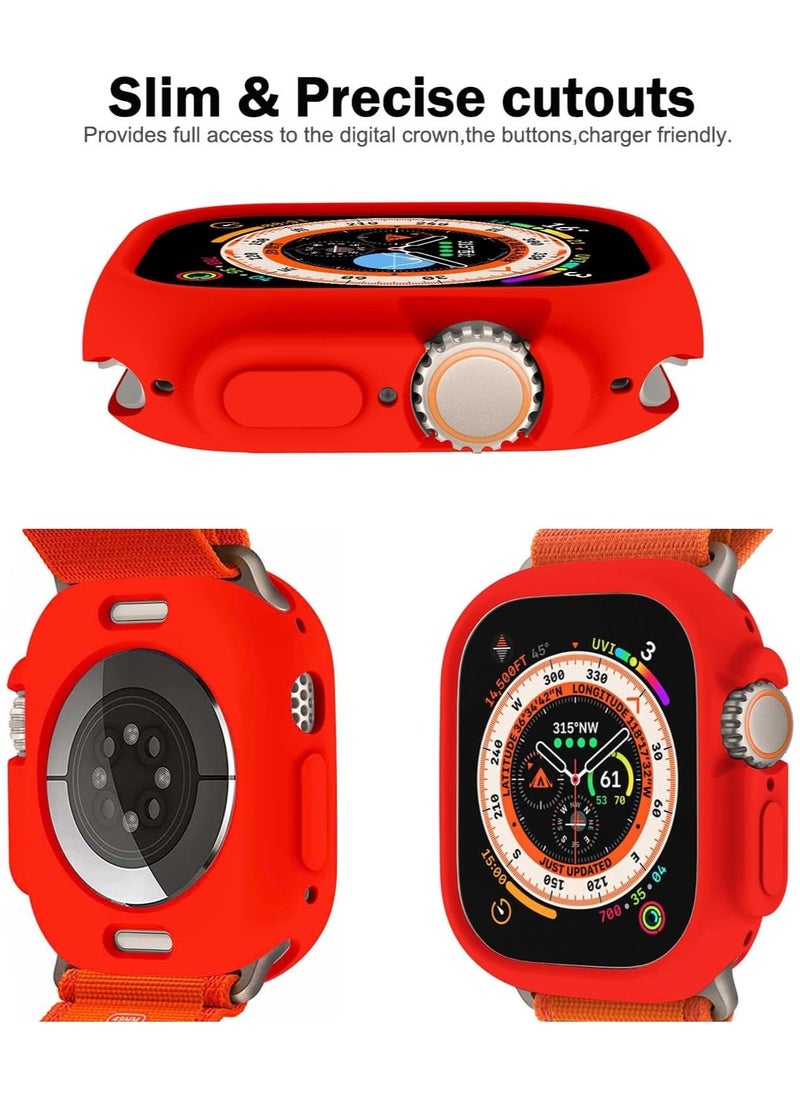 FARROBIZZ - Compatible with Apple Watch Case Ultra 2 / Ultra 49mm Soft Flexible TPU Thin Lightweight Protective Bumper for iWatch [No Screen] - red - Image 1