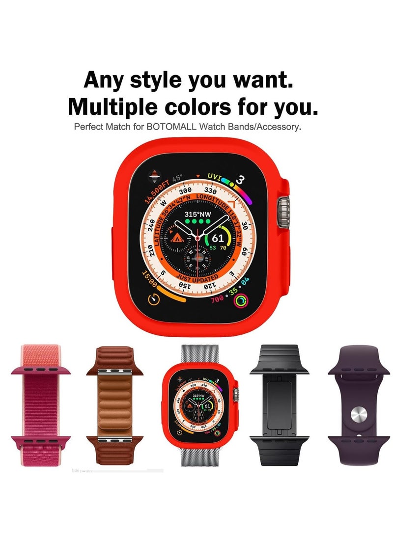 FARROBIZZ - Compatible with Apple Watch Case Ultra 2 / Ultra 49mm Soft Flexible TPU Thin Lightweight Protective Bumper for iWatch [No Screen] - red - Image 1