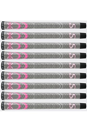 Super Stroke SuperStroke Cross Comfort Golf Club Grip, Gray/Pink (Undersize) | Soft & Tacky Polyurethane That Boosts Traction | X-Style Surface & Non-Slip | Swing Faster & Square The Clubface More Naturally (RSS198) - Image 2