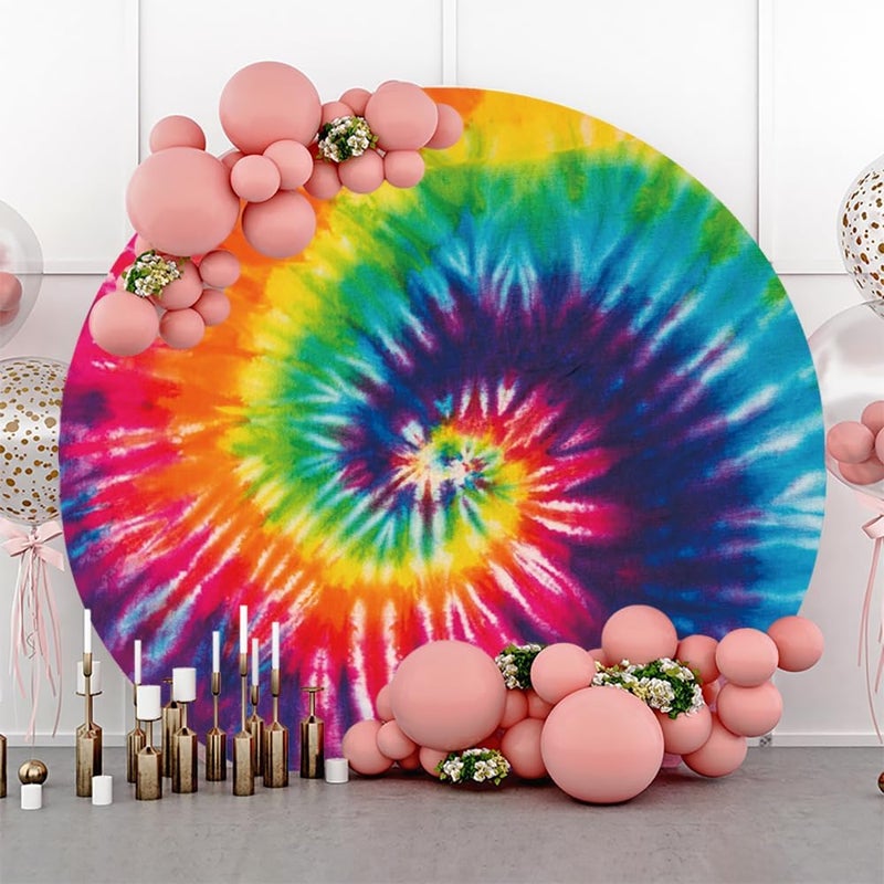 Renaiss 7x7ft Psychedelic Round Backdrop Covers for Photoshoot Man Woman Portrait Trippy Hippie Colorful Tie Dye Spiral Circle Photography Background Abstract Chic Party Decors Photo Booth Props - Image 2