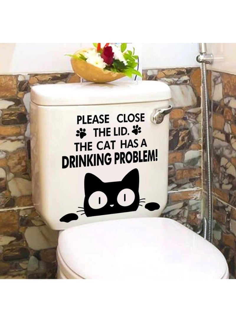 Funny Cat Bathroom Sticker – Waterproof Toilet Lid & Tank Vinyl Decal, Peel and Stick Toilet Seat Sticker for Bathroom Wall Decor, Guest Washroom, Powder Room, Kids’ Toilet, Home Bathroom Humor, Pet-Themed Cat Wall Art, Gag Gift for Cat Lovers & Funny Toilet Reminder Sign - Image 4
