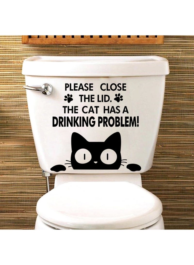 Funny Cat Bathroom Sticker – Waterproof Toilet Lid & Tank Vinyl Decal, Peel and Stick Toilet Seat Sticker for Bathroom Wall Decor, Guest Washroom, Powder Room, Kids’ Toilet, Home Bathroom Humor, Pet-Themed Cat Wall Art, Gag Gift for Cat Lovers & Funny Toilet Reminder Sign - Image 5