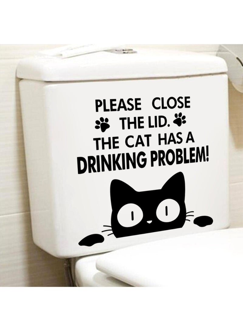 Funny Cat Bathroom Sticker – Waterproof Toilet Lid & Tank Vinyl Decal, Peel and Stick Toilet Seat Sticker for Bathroom Wall Decor, Guest Washroom, Powder Room, Kids’ Toilet, Home Bathroom Humor, Pet-Themed Cat Wall Art, Gag Gift for Cat Lovers & Funny Toilet Reminder Sign - Image 1