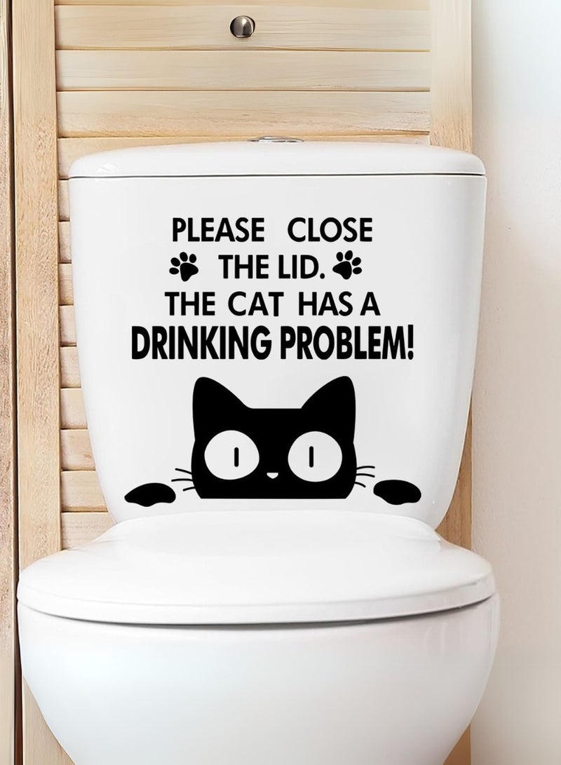 Funny Cat Bathroom Sticker – Waterproof Toilet Lid & Tank Vinyl Decal, Peel and Stick Toilet Seat Sticker for Bathroom Wall Decor, Guest Washroom, Powder Room, Kids’ Toilet, Home Bathroom Humor, Pet-Themed Cat Wall Art, Gag Gift for Cat Lovers & Funny Toilet Reminder Sign - Image 2