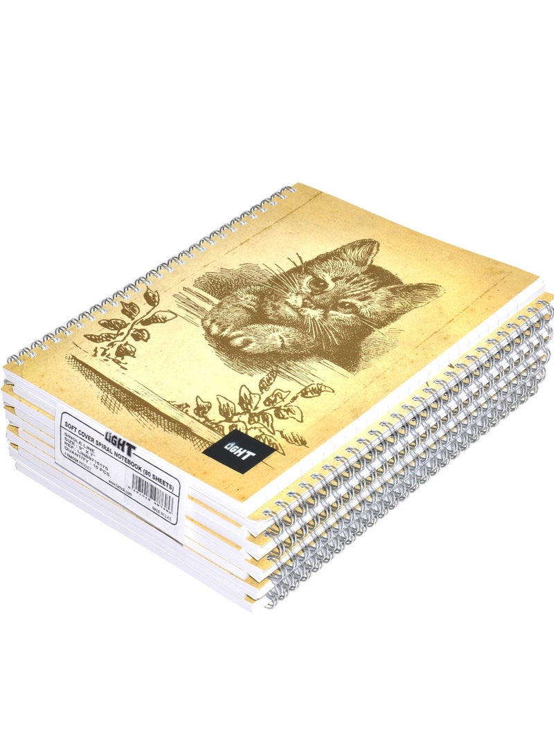 FIS LIGHT Pack of 10  Spiral Soft Cover Notebook Single Line, 9X7 Inches (22.86 X 20.32 CM), 80 Sheets -LINB971517S - Image 1