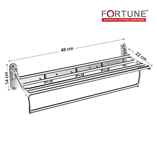 FORTUNE Classic Stainless Steel Folding Towel Rack for Bathroom | Towel Stand | Towel Hanger | Bathroom Accessories (18 Inch) - Image 2